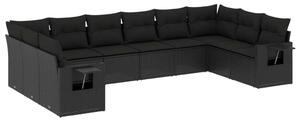 VidaXL Polyrattan Kerti Ülőgarnitúra - 10 részes - Fekete