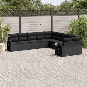 VidaXL Polyrattan Kerti Ülőgarnitúra - 10 részes - Fekete