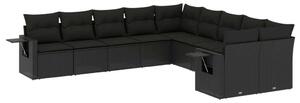 VidaXL Polyrattan Kerti Ülőgarnitúra - 10 részes - Fekete