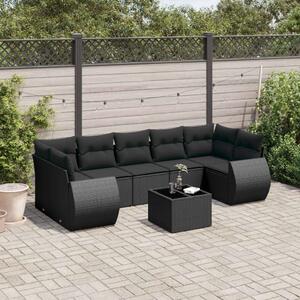 VidaXL Kerti Ülőgarnitúra - 8 részes - Fekete Polyrattan
