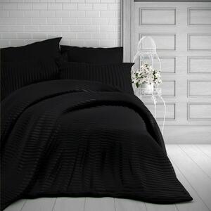 Kvalitex Stripe szatén ágynemű, fekete, 240 x 220 cm, 2 db 70 x 90 cm