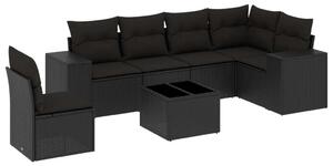 VidaXL Polyrattan Kerti Ülőgarnitúra - 7 részes - Fekete