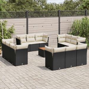 VidaXL Polyrattan Kerti Ülőgarnitúra - 13 részes - Fekete