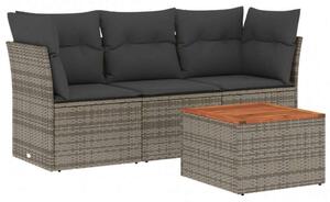 VidaXL Polyrattan Kerti Ülőgarnitúra - 4 részes - Szürke