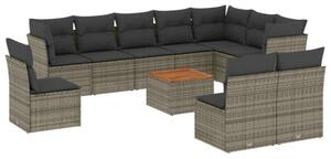Polyrattan Kerti Ülőgarnitúra - 11 részes - Szürke