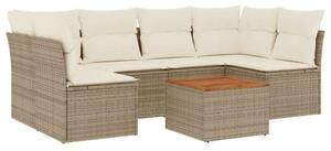 VidaXL Polyrattan Kerti Ülőgarnitúra - 7 részes - Bézs