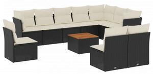 VidaXL Polyrattan Kerti Ülőgarnitúra - 11 részes - Fekete