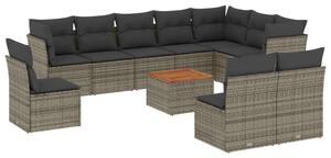 Polyrattan Kerti Ülőgarnitúra - 11 részes - Szürke