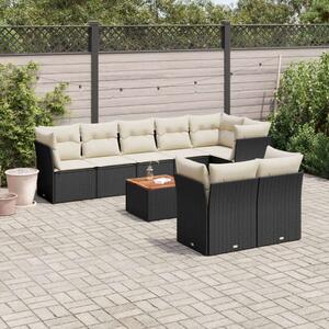 VidaXL Polyrattan Kerti Ülőgarnitúra - 9 részes, Fekete