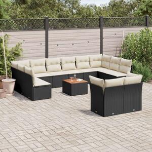 Polyrattan Kerti Ülőgarnitúra - 13 részes - Fekete