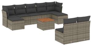 VidaXL Polyrattan Kerti Ülőgarnitúra - 10 részes - Szürke