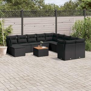 VidaXL Polyrattan Kerti Ülőgarnitúra - 12 részes - Fekete