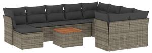 VidaXL Polyrattan Kerti Ülőgarnitúra - 11 részes - Szürke