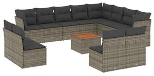 VidaXL Polyrattan Kerti Ülőgarnitúra - 13 részes - Szürke
