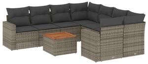 VidaXL Polyrattan Kerti Ülőgarnitúra - 9 részes - Szürke
