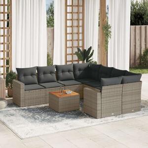 VidaXL Polyrattan Kerti Ülőgarnitúra - 9 részes - Szürke