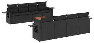 VidaXL 9 részes fekete polyrattan kerti ülőgarnitúra párnákkal