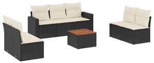 VidaXL Polyrattan Kerti Ülőgarnitúra - 8 részes - Fekete