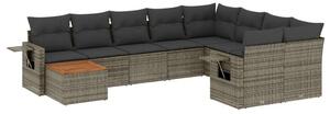 VidaXL 10 részes szürke polyrattan kerti ülőgarnitúra párnákkal