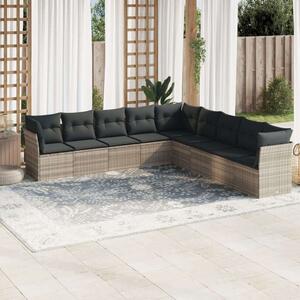 VidaXL Polyrattan Kerti Ülőgarnitúra - 9 részes, Világosszürke