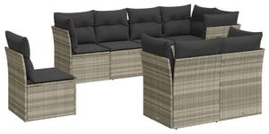 VidaXL Polyrattan Kerti Ülőgarnitúra - 8 részes - Világosszürke