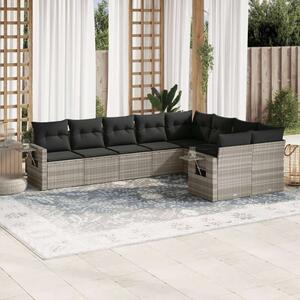 VidaXL Polyrattan Kerti Ülőgarnitúra - 9 részes, Világosszürke