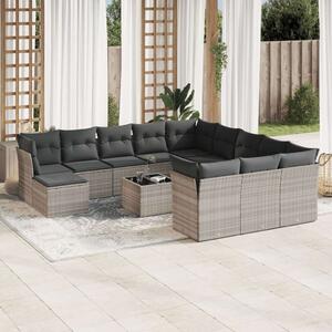VidaXL Polyrattan Kerti Ülőgarnitúra - 13 részes - Világosszürke