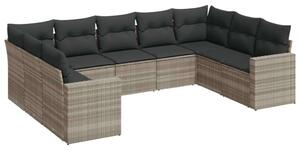 VidaXL Polyrattan Kerti Ülőgarnitúra - 9 részes - Világosszürke