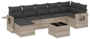 Polyrattan Kerti Ülőgarnitúra - 8 részes - Világosszürke
