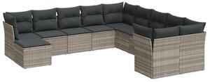 VidaXL Polyrattan Kerti Ülőgarnitúra - 11 részes, Világosszürke