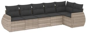 Polyrattan Kerti Ülőgarnitúra - 6 részes - Világosszürke