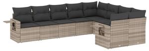 VidaXL Polyrattan Kerti Ülőgarnitúra - 9 részes, Világosszürke