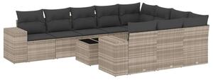 VidaXL Polyrattan Kerti Ülőgarnitúra - 11 részes - Világosszürke