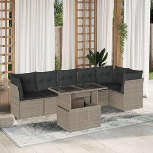 VidaXL Polyrattan Kerti Ülőgarnitúra - 7 részes, Világosszürke