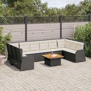 VidaXL Polyrattan Kerti Ülőgarnitúra - 7 részes - Fekete