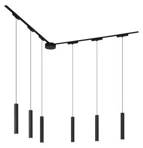 Modern sínrendszer 6 fekete függőlámpa foglalattal, 1 fázisú - Magnetic Cassie
