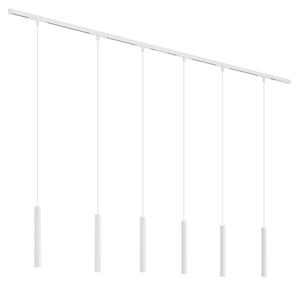 Modern sínrendszer 6 fehér függőlámpa foglalattal, 1 fázisú - Slimline Keno