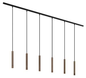 Modern sínrendszer 6 bronzból készült függőlámpa foglalattal, 1 fázisú - Slimline Keno