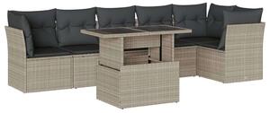 VidaXL Polyrattan Kerti Ülőgarnitúra - 7 részes, Világosszürke