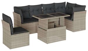 VidaXL Polyrattan Kerti Ülőgarnitúra - 7 részes, Világosszürke