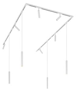 Modern sínrendszer 6 spotlámpával és 4 függőlámpa fehér 1 fázisú - Slimline Uzzy Keno
