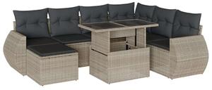 VidaXL Polyrattan Kerti Ülőgarnitúra - 8 részes - Világosszürke