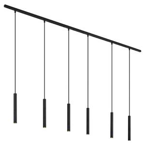 Modern sínrendszer 6 fekete függőlámpa foglalattal, 1 fázisú - Slimline Keno