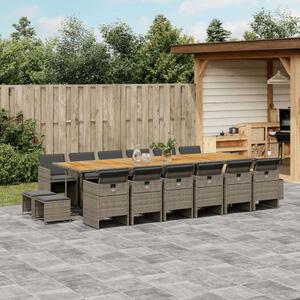 VidaXL Polyrattan Kerti Étkezőgarnitúra - 17 részes, Szürke
