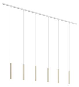Modern sínrendszer 6 fehér függőlámpa beépítéssel, bézs színű, 1 fázisú - Slimline Keno