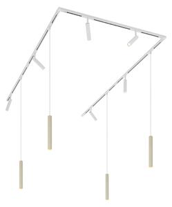Modern sínrendszer 6 spotlámpával és 4 függőlámpa fehér és bézs színben, 1 fázisú - Slimline Uzzy Keno