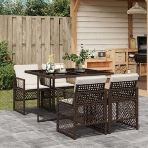 VidaXL Kerti Étkezőgarnitúra - 5 részes - Barna Polyrattan