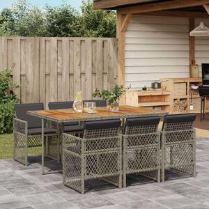 VidaXL Polyrattan Kerti Étkezőgarnitúra - 7 részes - Szürke