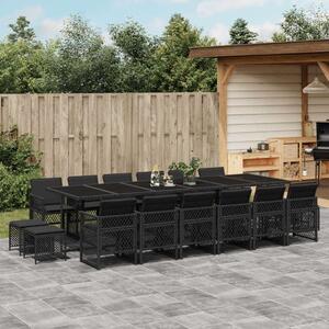 VidaXL Polyrattan Kerti Étkezőgarnitúra - 17 részes - Fekete