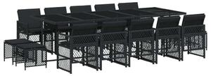 VidaXL 15 Részes Kerti Étkezőgarnitúra - Fekete Polyrattan